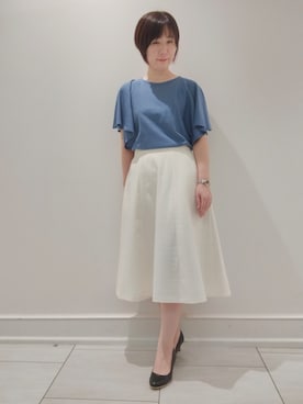 「袖フリル」｜「アイテム（その他）」を使った、ささきんさん（レディース・164cm）の夏コーディネート