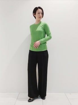 「リブニット」｜「アイテム（その他）」を使った、ささきんさん（レディース・164cm）の春コーディネート