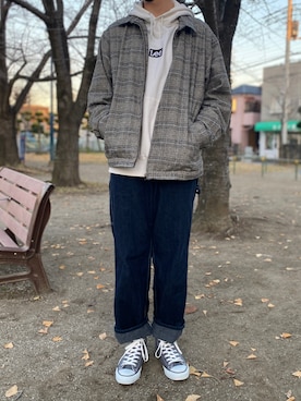 「Right-on（ライトオン）のアイテム（ブルゾン）」を使った、umi さん（メンズ・183cm）の冬コーディネート