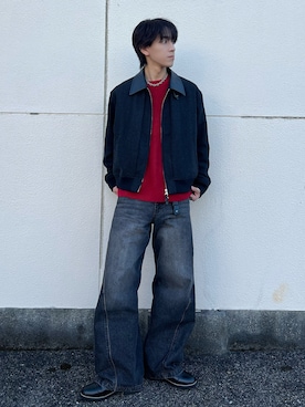 「アイテム（ブルゾン、グレー系）」を使った、kotaさん（メンズ・176cm）の冬コーディネート