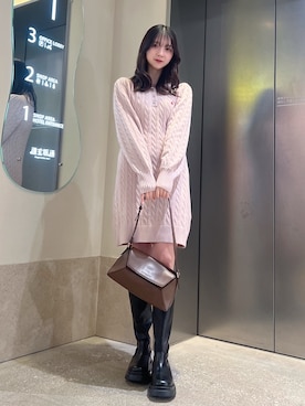 「ケーブルニット」｜「アイテム（ワンピース）」を使った、aikaさん（レディース・156cm）の秋コーディネート