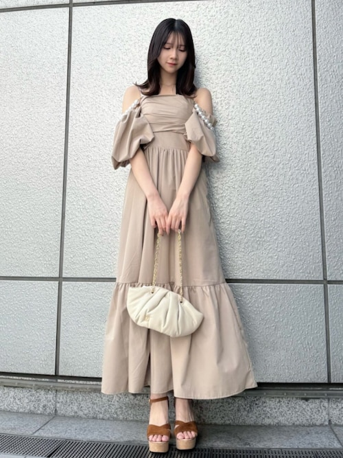吉田朱里】パール2wayボリュームワンピース（ワンピース