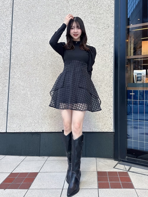 セール】バックリボンパワショルミニコルセットワンピース