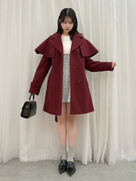 「アイテム（その他アウター、レッド系）」を使った、aikaさん（レディース・156cm）の秋コーディネート