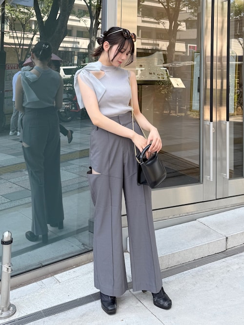 ニット セーター ワンショルリボンノースリトップス レディース dazzlin ニット セーター ワンショルリボンノースリトップス