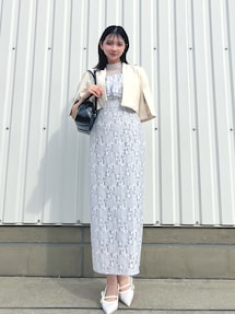 ダズリン dazzlin ノーカラーボレロジャケット （アイボリー