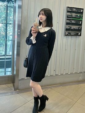 「ケーブルニット」｜「アイテム（ブーツ）」を使った、aikaさん（レディース・156cm）の冬コーディネート