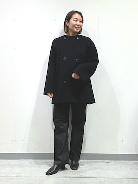 「秋冬」｜「アイテム（ノーカラーコート）」を使った、aiさん（レディース・154cm）の秋コーディネート