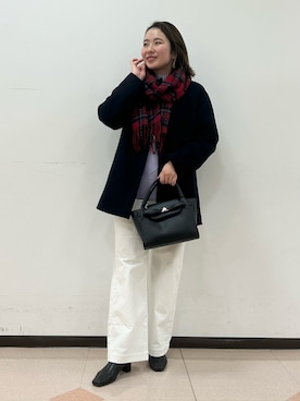 「ママファッション」｜「アイテム（ノーカラーコート）」を使った、aiさん（レディース・154cm）の秋コーディネート