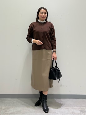 「レザースカート」｜「アイテム（その他）」を使った、aiさん（レディース・154cm）の秋コーディネート