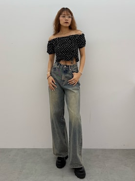 「EMODA（エモダ）のアイテム」を使った、菅谷レイナさん（レディース・168cm）の夏コーディネート