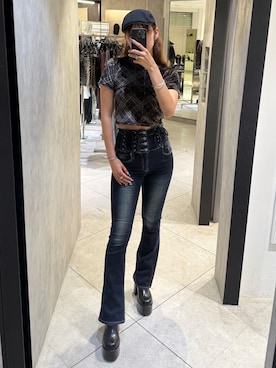 「アイテム（ハンチング/ベレー帽）」を使った、菅谷レイナさん（骨格ストレート・レディース・168cm）の秋コーディネート