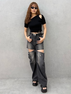 「EMODA」｜「アイテム（アクセサリー）」を使った、菅谷レイナさん（レディース・168cm）の夏コーディネート