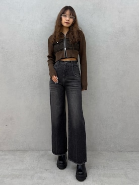 「EMODA（エモダ）のアイテム（キャミソール）」を使った、菅谷レイナさん（レディース・168cm）の秋コーディネート