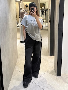 「EMODA（エモダ）のアイテム（パンツ）」を使った、菅谷レイナさん（レディース・168cm）の春コーディネート