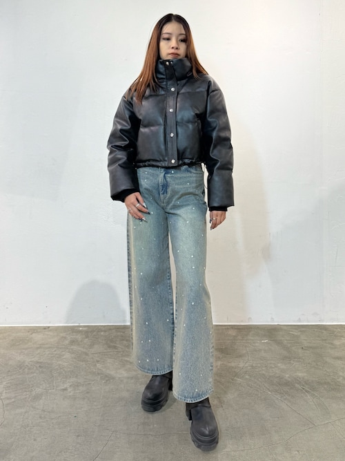 セール】フェイクレザーショートダウン（ダウンジャケット/コート