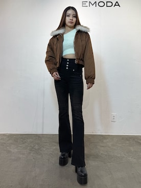 菅谷レイナさん（レディース・168cm）の冬コーディネート