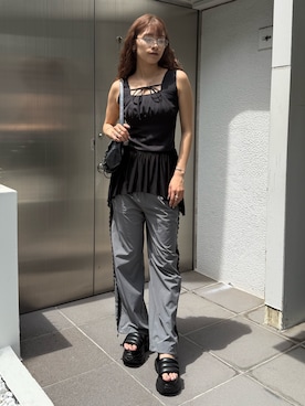 「EMODA」｜「アイテム（アクセサリー）」を使った、菅谷レイナさん（レディース・168cm）の夏コーディネート