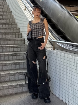 「EMODA（エモダ）のアイテム（アクセサリー）」を使った、菅谷レイナさん（レディース・168cm）の夏コーディネート