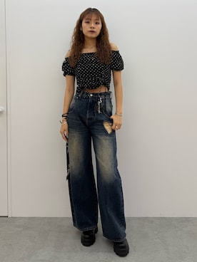 「EMODA（エモダ）のアイテム」を使った、菅谷レイナさん（レディース・168cm）の夏コーディネート