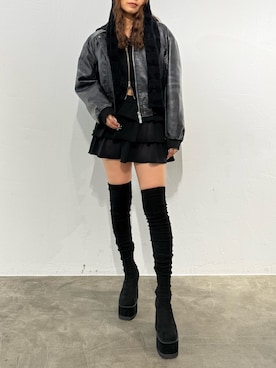 「アイテム（ニットキャップ/ビーニー）」を使った、菅谷レイナさん（レディース・168cm）の秋コーディネート