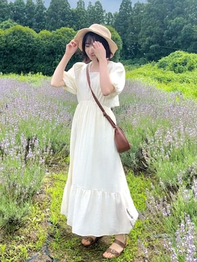 「Honeys（ハニーズ）のアイテム（帽子）」を使った、Reikaさん（レディース・156cm）の夏コーディネート