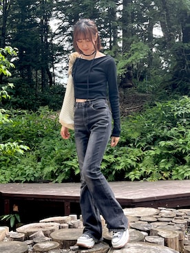 「GRL（グレイル）のアイテム（Tシャツ/カットソー）」を使った、Marinさん（レディース・156cm）の夏コーディネート