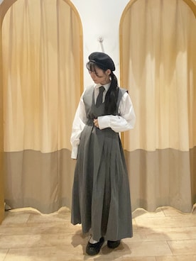 「ehka sopo（エヘカソポ）のアイテム（ハンチング/ベレー帽）」を使った、mifyさん（レディース・152cm）の秋コーディネート