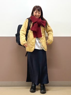 「アイテム（ノーカラージャケット）」を使った、アーノルドパーマー＠イオンレイクタウン店さん（骨格ストレート・レディース・152cm）の秋コーディネート
