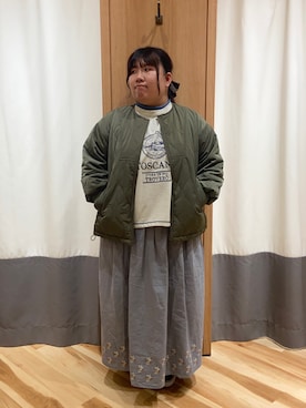 「サマンサモスモス」｜「アイテム（ブルゾン）」を使った、ハマノさん（レディース・154cm）の秋コーディネート