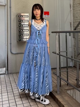 「シャーリング」｜CandyStripper_hotoriさん（レディース・160cm）の夏コーディネート