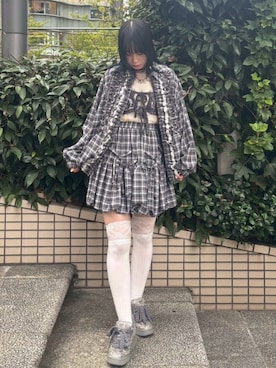 「アイテム（ノーカラージャケット）」を使った、CandyStripper_hotoriさん（レディース・160cm）の秋コーディネート