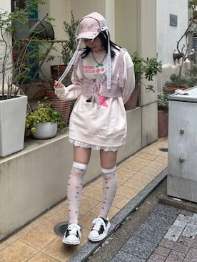 「Candy Stripper（キャンディストリッパー）のHEAD DRESS キャップ（キャップ）」を使った、CandyStripper_hotoriさん（レディース・160cm）の秋コーディネート