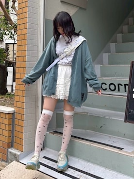 「ハイソックス」｜CandyStripper_hotoriさん（レディース・160cm）の秋コーディネート