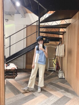 「丹寧」｜Maggie Liuさん（レディース・157cm）の夏コーディネート