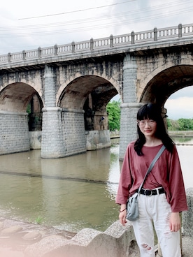 「kipling（キプリング）のアイテム」を使った、Maggie Liuさん（レディース・157cm）の夏コーディネート