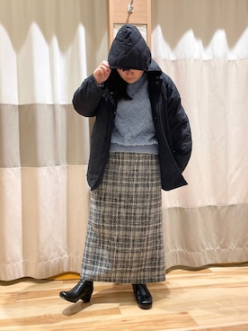 「ぽっちゃりコーデ」｜「アイテム（ブルゾン）」を使った、ユキハミさん（レディース・151cm）の冬コーディネート