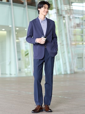 「アイテム（ビジネスシャツ）」を使った、nissen Mens Modelsさん（メンズ・183cm）の秋コーディネート