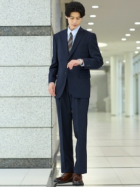 「スーツ」｜nissen Mens Modelsさん（メンズ・185cm）の秋コーディネート