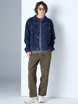 「アイテム（デニムジャケット）」を使った、nissen Mens Modelsさん（メンズ・185cm）の秋コーディネート