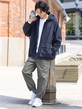 「nissen（ニッセン）の裏メッシュジョガーパンツ/アウトドアプロダクツ」を使った、nissen Mens Modelsさん（メンズ・183cm）の秋コーディネート