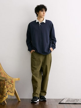 「ラガーシャツ」｜nissen Mens Modelsさん（メンズ・183cm）の秋コーディネート