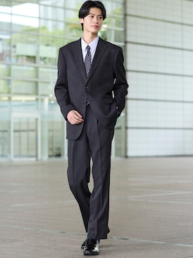 「アイテム（ビジネスシャツ）」を使った、nissen Mens Modelsさん（メンズ・185cm）の秋コーディネート