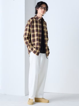「アイテム（トップス、ブラウン系）」を使った、nissen Mens Modelsさん（メンズ・183cm）の秋コーディネート