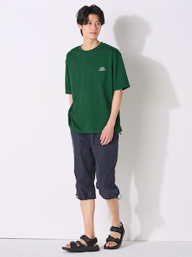 「nissen（ニッセン）の7分丈クライミングパンツ【大きいサイズ有】（パンツ、ブルー系）」を使った、nissen Mens Modelsさん（メンズ・185cm）の春コーディネート