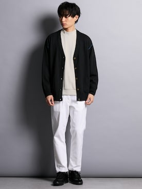 「アイテム（カーディガン/ボレロ、ブラウン系）」を使った、nissen Mens Modelsさん（メンズ・182cm）の秋コーディネート