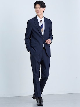 「スーツ」｜nissen Mens Modelsさん（メンズ・185cm）の秋コーディネート