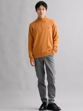 ZEGNA ゼニア スポーツ ハーフジップ ウール混 セーター オレンジ L相当 ZEGNA ゼニア スポーツ ハーフジップ ウール混 セーター