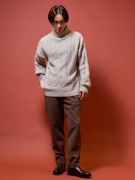 「タートルネックセーター」｜nissen Mens Modelsさん（メンズ・180cm）の秋コーディネート