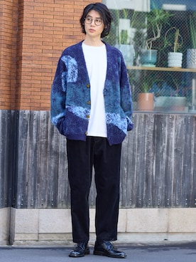 「グラデーションニット」｜nissen Mens Modelsさん（メンズ・183cm）の秋コーディネート